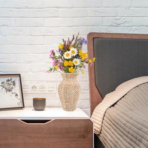 Vase à fleurs en jacinthe d'eau tissé à la main, vase décoratif en jonc de mer, décoration d'intérieur naturelle, vase panier - Product Image 3