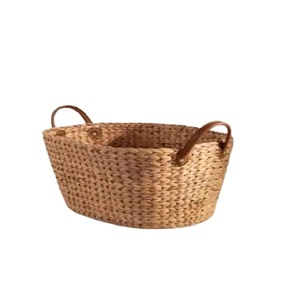 Meilleures ventes de paniers de rangement multifonctionnels en jacinthe d'eau poignées naturelles conteneurs de stockage domestiques flexibles et durables - Product Image 3