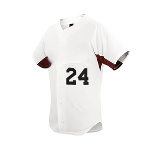 Ensemble uniforme de baseball blanc avec maillot à col rond et numéro 24, pantalon à rayures rouges pour homme adulte, coupe régulière, 100 % polyester respirant - Product Image 2
