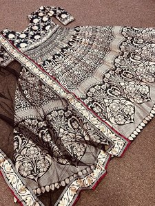 Heavy Zari <b>Magic</b> Meti Gown with Soft Net Dupatta for Parties-Indian & Pakistani Clothing - Product Image 4