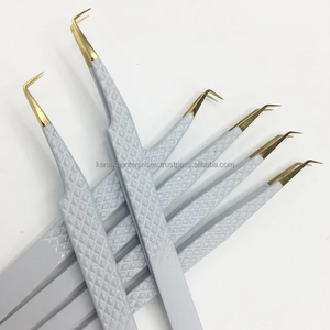 Pinces à épiler professionnelles pour extensions de cils en gros, type L, acier inoxydable 3D, logo personnalisé, toutes les couleurs pour utilisation en salon - Product Image 2