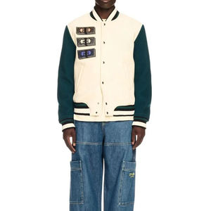 Veste d'équipe universitaire personnalisée pour hommes OEM ODM veste de baseball Letterman avec logo brodé en tissu de laine mélangée et manches en cuir - Product Image 2