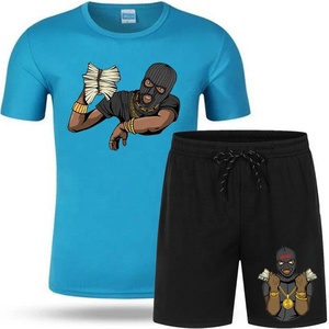 Venta al por mayor de alta calidad casual de verano de los hombres animados impresos deporte corto chándales hombre de verano corto y camiseta - Product Image 4