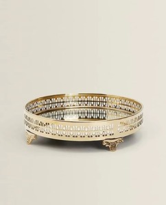 Optimum Quality Stainless Steel Round Plate Tray Silver Metal <b>Desktop</b> Storage Tray for Home or Wedding - Product Image 1