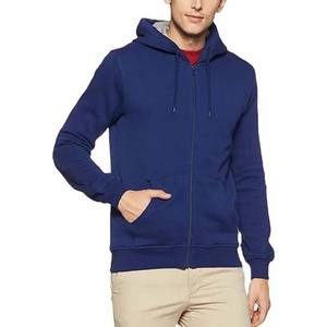 Men's High Quality 100% Cotton <b>Hoodies</b> Sweatshirts Custom Logo Embroidery Printed Casual <b>Navy</b> <b>Blue</b> with Zip for Winter - Product Image 1