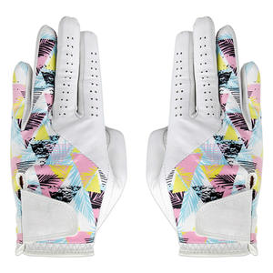 Colores personalizados Logotipo personalizado Suave Transpirable Color amarillo Cabretta Guante de golf de cuero Hombres y mujeres Guante de golf de mano izquierda - Product Image 4