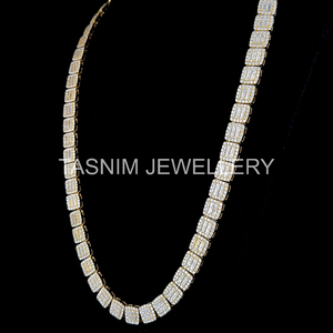 Collares de Cadena Cubana Baguette de Plata de Ley Unisex con Dije de Moissanita, Estilo Hip Hop Cristiano Certificado, Brillo Sutil, Gran Venta - Product Image 2