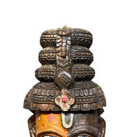 Tête de Bouddha en bois peinte à la main, design traditionnel, décoration murale artisanale