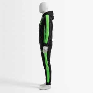 <b>Men</b> Black Green Hoodie Tracksuit Set <b>Pullover</b> Sweatshirt Jogger Pants Premium Sportswear Gym Training Running Fitness Activewear - Product Image 2