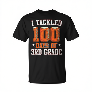 Maglietta I Tackled 100 Days Of 3rd Grade Football per bambini, unisex, girocollo, manica corta, ritorno a scuola - Product Image 3