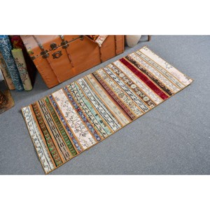 2.4x5.2 ft Rug, Turkish Vintage Rug, <b>Red</b> Green Polka dot <b>Wool</b> Rug - Product Image 2
