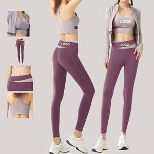 Ensemble de yoga 3 pièces Gym Fitness grande taille pour femmes Leggings taille haute à manches longues avec soutien-gorge anti-transpiration avec logo personnalisé - Product Image 4