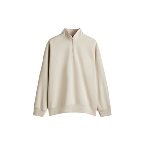 Felpa autunnale con mezza Zip in cotone 100% con motivo fatto da te in pietra e tinta unita Pullover con colletto con cappuccio termolite ampia vestibilità - Product Image 6