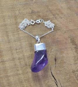 Diseñador hecho a mano 925 colgante de plata esterlina estilo Vintage amatista áspera joyería de piedras preciosas para mujeres - Product Image 2