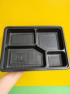 Sản phẩm phổ biến nhất cho nhà máy 2024 4 Khoang nhựa dùng một lần thực phẩm <span class=keywords><strong>container</strong></span> với nắp màu đen Takeaway - Product Image 4