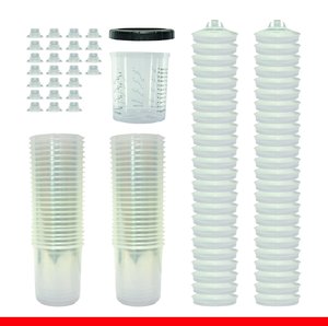 200ml 400ml 600ml 800ml di vernice monouso tazze di miscelazione per auto pistole a spruzzo con coperchi tappi kit per verniciatura carrozzeria - Product Image 1