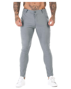 Pantalones de vestir para hombre, Pantalones chinos elásticos ajustados para hombre, botones resistentes y cremallera, pantalones ajustados a rayas laterales para hombre - Product Image 1