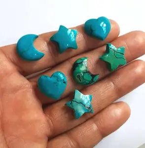 Natural Star Moon Multi Shape Tibetan Turquoise Gemstone New Looking Heart Carving Stones 15 mm For Promotion Jewelry