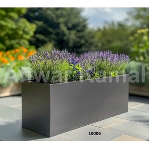 Maceta de forma Rectangular galvanizada de Zinc negro mate, macetas modernas para exteriores para decoración de jardín, parque, Patio - Product Image 6