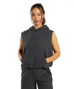 2023 High Quality Custom Logo Wholesale Hot Sleeveless Vest Ladies Women's Top Gym Pullover Hoodies