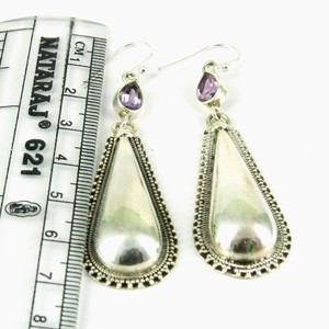 Timeless Beauty ! Oval Cut Purple Amethyst 925 <b>Sterling</b> <b>Silver</b> <b>Huggie</b> <b>Earrings</b> Bohemian Style Jewelry for Wedding & Engagement - Product Image 4