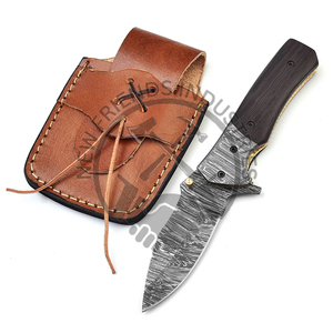 Couteau pliant de luxe en acier Damas avec manche en bois Wengi OEM personnalisable pour la chasse quotidienne en plein air et l'affichage à collectionner - Product Image 6