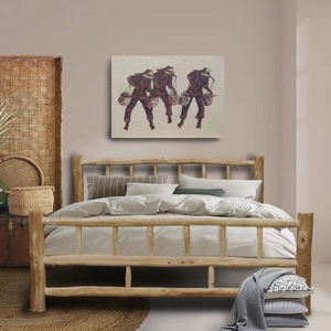 Cama de diseño minimalista hecha de madera maciza de teca de la mejor calidad de Indonesia - Product Image 1