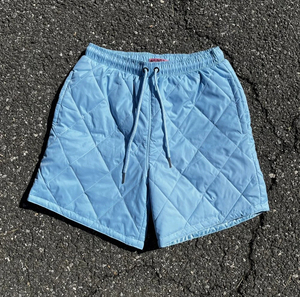 Shorts d'hiver décontractés unisexes personnalisés en gros jusqu'à 6XL Bleu ciel avec motif uni rembourrage isolant doux poches taille mi-haute - Product Image 1