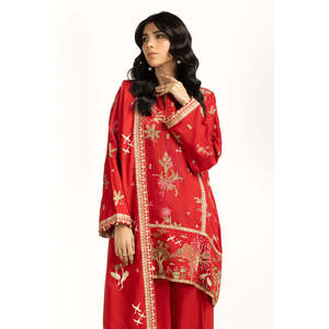 Costume en satin brodé en soie brute 3 pièces IUSTKSD-1066 - Product Image 4