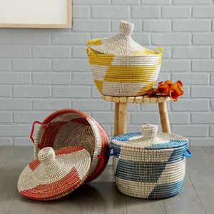 VINACRAFT JSC Top 1 Colorful Woven Seagrass <b>Laundry</b> Basket Foldable Lid Economical Daily Use Home <b>Storage</b> Vietnam Customized - Product Image 2