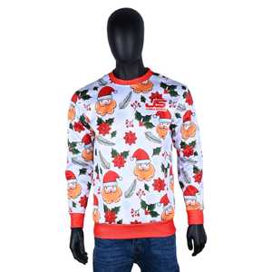 Men's New Winter Merry Christmas Gnome Solid Fleece Breathable Hooded Long Sleeve Pullover Sweatshirt - Product Image 2