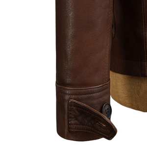 Fabricant de veste en cuir d'agneau véritable pour hommes, marron classique, toutes les couleurs, cuir véritable vintage, excellente qualité d'épilation à la cire - Product Image 6