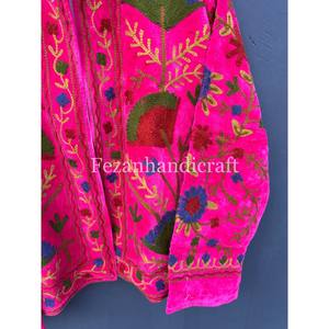 Veste en velours indien Suzani, veste à broderies florales ouzbèkes, veste courte bohème hippie, veste de soirée pour femmes, pardessus - Product Image 3