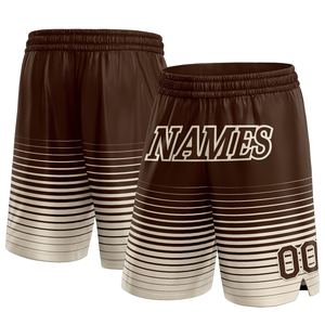 Industrie Direct Engro Sportswear Pantalones cortos de baloncesto Custom Brown Pinstripe Fade Fashion Authentic Basketball Shorts - Product Image 1