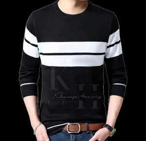 เสื้อสเวตเตอร์ผ้าวูลสำหรับผู้ชายฤดูใบไม้ร่วงและฤดูหนาวเสื้อสเวตเตอร์ถักแบบสวมหัวทรงสลิมฟิตพร้อมโลโก้ด้านหน้า - Product Image 6