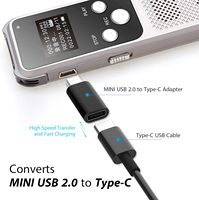 Connecteur de conversion USB Type C femelle vers Mini USB 2.0 mâle Prise en charge de la charge et de la synchronisation des données pour GoPro Hero 3 +, lecteurs MP3, Dash Cam