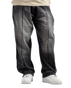 Pantalon décontracté pour homme en toile respirante, coupe ajustée, taille mi-haute plissée, couleur personnalisée, délavage acide vintage 2025, écologique 100% - Product Image 5