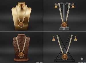 Ensemble élégant de pendentifs de bijoux de temple pour les femmes Colliers indiens traditionnels avec des conceptions complexes Parfait pour le mariage - Product Image 3