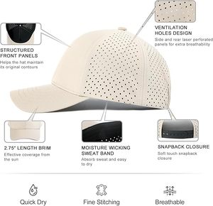 หมวกเบสบอลแบบมีรูพรุนรูปมงกุฎพร้อมเชือกทึบปักโลโก้วงกลมด้วยเลเซอร์ดีไซน์แบบสปอร์ต - Product Image 6