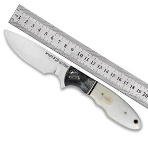 Cuchillo de bolsillo de caza de acero D2 hecho a mano con mango de hueso de camello azul-marrón, Funda de cuero en relieve, estilo de nitidez de DD-D2-2507 - Product Image 5