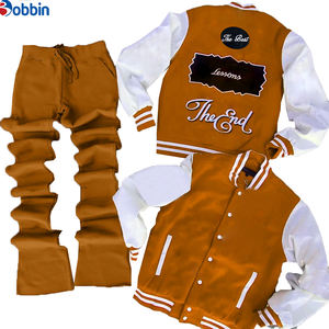 Ensemble de survêtement de baseball classique XXL de haute qualité, logo personnalisé, sweat-shirts à capuche et pantalons pour hommes, patchwork, pour le jogging, les sports - Product Image 1