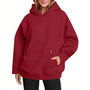 Sudaderas con Capucha Lisas de 450 g/m², Estilo Urbano Otoñal, 100% Algodón, Felpa, Marca de Lujo, Talla Grande para Mujer - Product Image 1