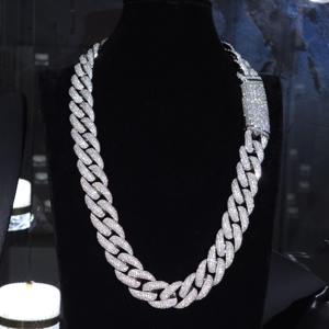 Cadena Cubana de Miami con Diamantes de Imitación Moissanite VVS de 20 mm, Chapada en Plata 925, Collar Brillante para Raperos a Precio de Mayoreo - Product Image 2
