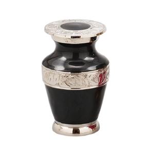 โกศใส่ศพทองเหลืองพร้อมสลักสีทองและน้ำเงินดำโกศศพโลหะสำเร็จรูปสำหรับขี้เถ้ามนุษย์ - Product Image 3