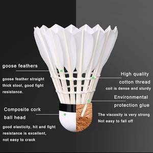 Pluma de Bádminton Profesional de Primera Calidad para Torneos, de 2 Capas, la Más Duradera y Ecológica, Hecha con Pluma de Pato Cigu, CAMPEÓN N.° 1 - Product Image 3