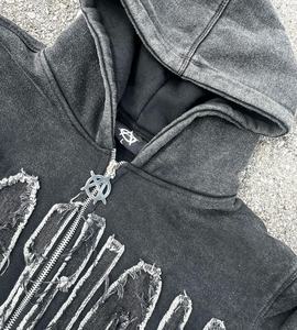 Sweat à capuche surdimensionné personnalisé en coton 100% lourd, imprimé avec logo, sans cordon, effet délavé vintage pour homme - Product Image 4