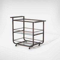 Chariot de forme ovale avec de grandes roues en métal et en bois de haute qualité décor à la maison chariot de Table de serveur de nourriture