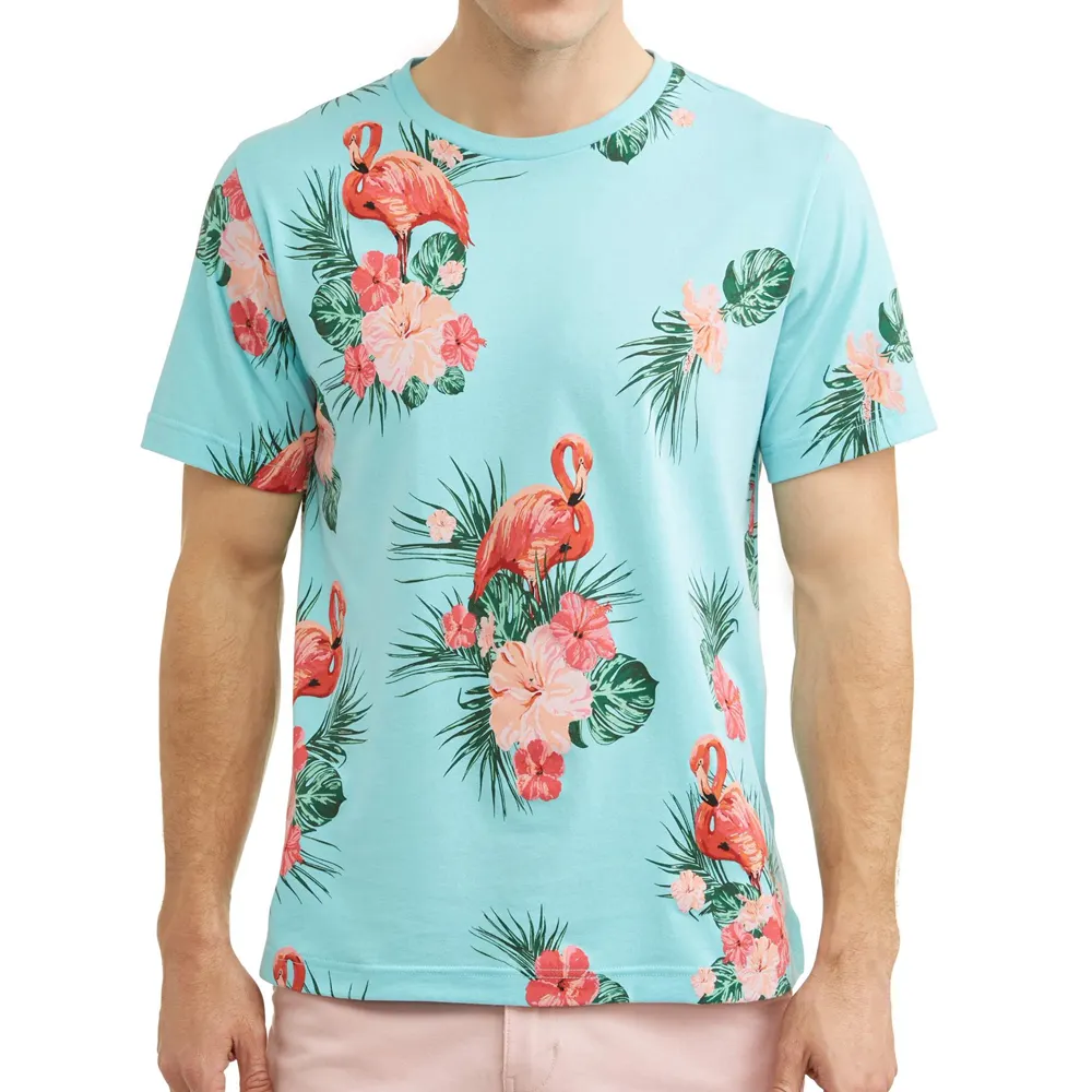 Camisetas con estampado de algodón 100% completo personalizado para hombre, camiseta con logotipo de impresión personalizada por sublimación para hombre