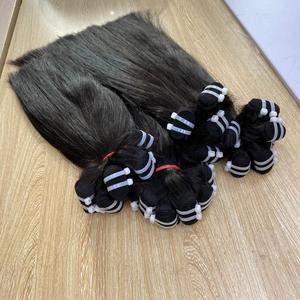 Venta al por mayor de extensiones de cabello Remy de Vietnam de alta calidad paquetes rectos de doble dibujado con para cutículas frontales de encaje alineados - Product Image 4