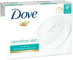 Jabón de Baño Dove Sensitive Beauty Bar para Hombre, Antiséptico, Hidratante, Sin Perfume, Hipoalergénico, para Todo Tipo de Piel - Product Image 1